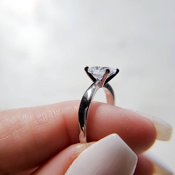 Princess Cut Engagement Ring,Solitaire Ring 1.96 Ct Carat Sterling Silver Bridal - Picture 4 of 8